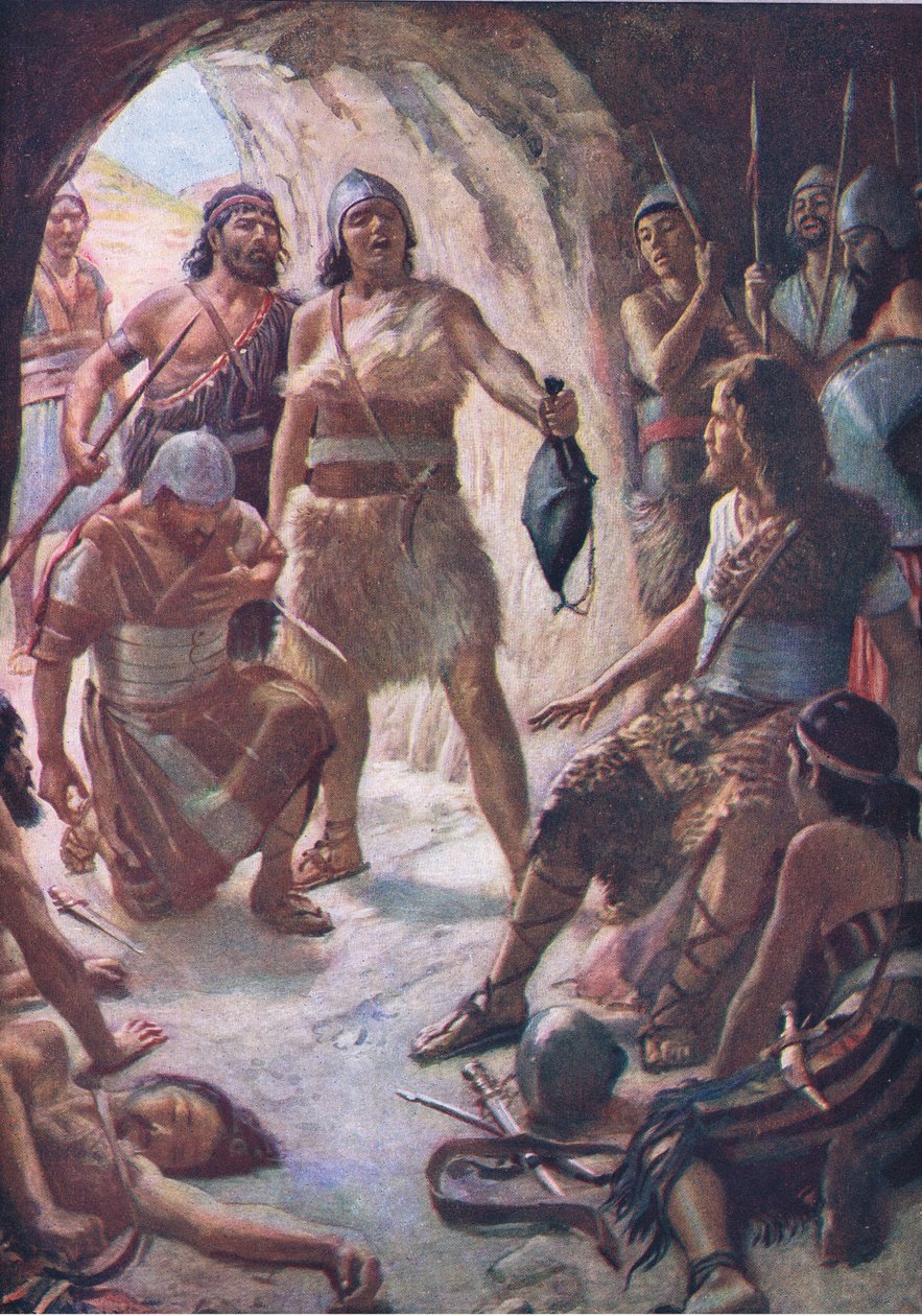Davids drei mächtige Männer, Illustration aus Bilder, die lehren Die Kronenserie, 1920 von Harold Copping