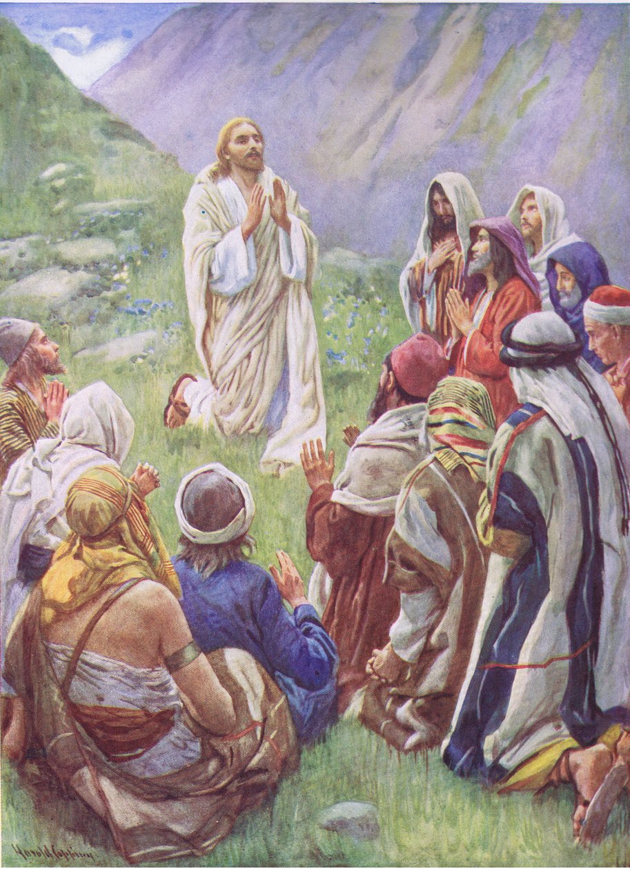 Herr, lehre uns beten, Illustration aus Bilder, die lehren Die Kronenserie, 1920 von Harold Copping