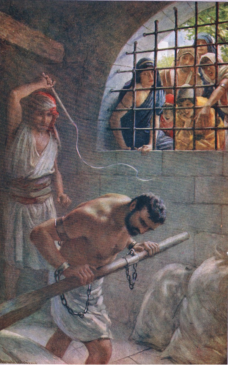 Samson, Illustration aus Bilder, die lehren Die Kronenserie, 1920 von Harold Copping