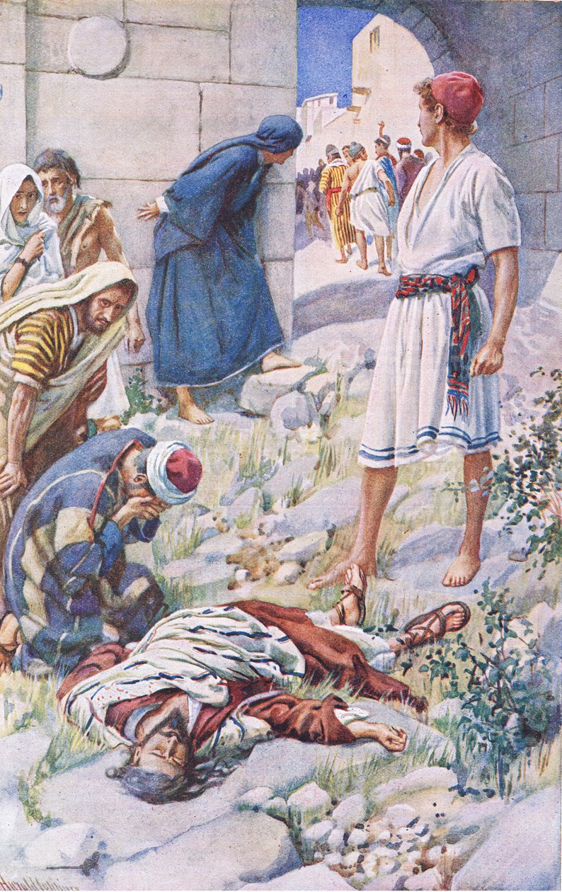 St. Paulus gesteinigt, Illustration aus Harold Copping Bilder: Die Kronen-Serie, ca. 1920er von Harold Copping