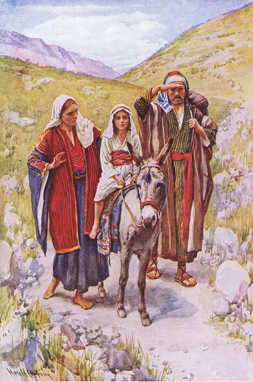 Die Rückkehr aus Ägypten, Illustration aus Harold Copping Bilder: Die Kronenserie, ca. 1920er Jahre von Harold Copping