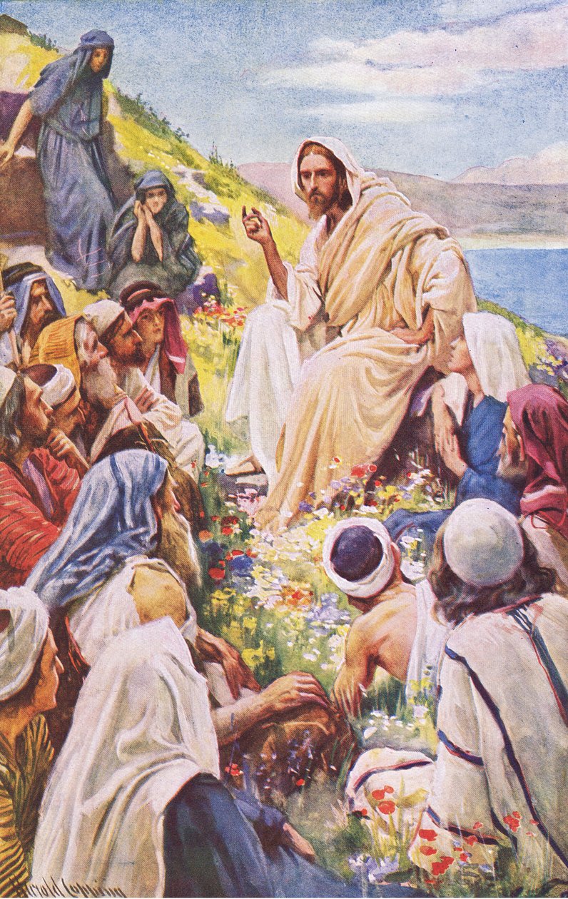 Die Bergpredigt, Illustration aus Harold Copping Bilder: Die Kronenserie, ca. 1920er Jahre von Harold Copping