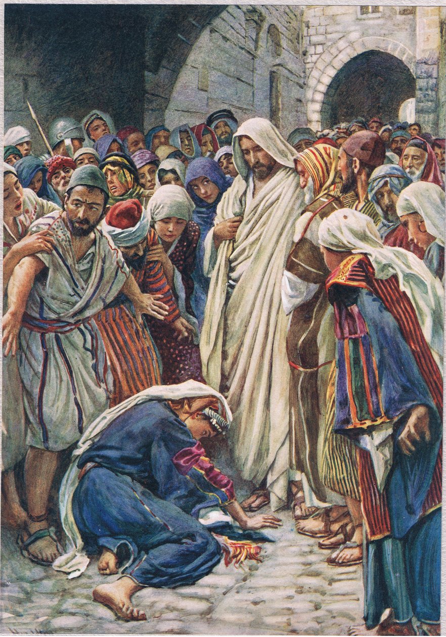 Die Frau, die den Saum seines Gewandes berührte von Harold Copping