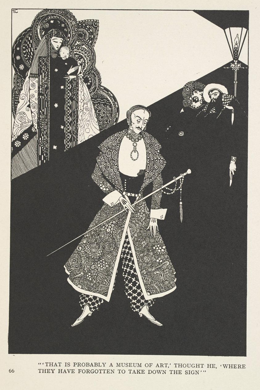 Die Galoschen des Glücks. "Das ist wahrscheinlich ein Kunstmuseum," dachte er, "wo sie vergessen haben, das Schild abzunehmen". von Harry Clarke