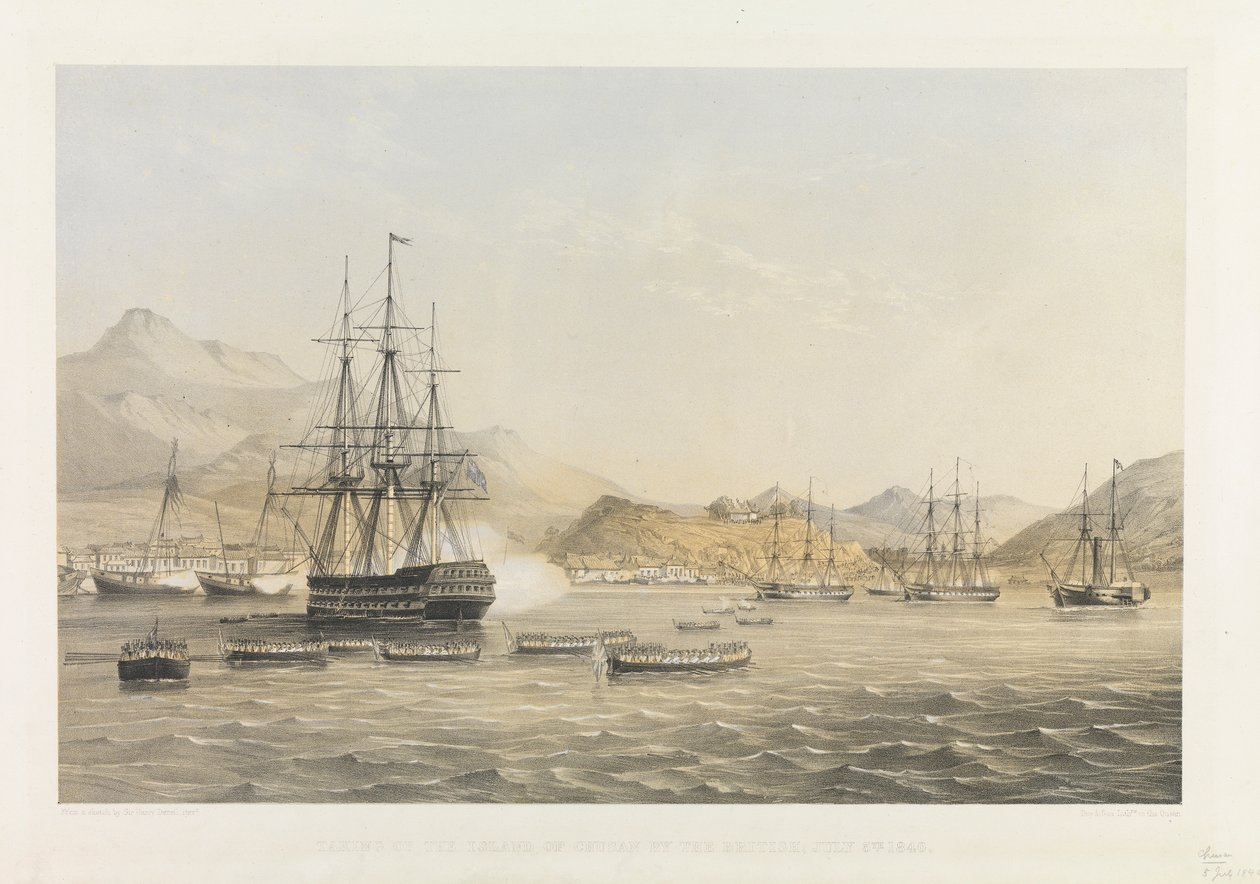 Die Eroberung der Insel Chusan durch die Briten am 5. Juli 1840 von Harry Francis Darell