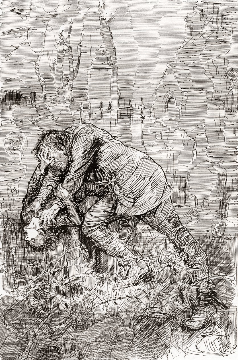 Pips Kampf mit dem entflohenen Sträfling. von Harry Furniss