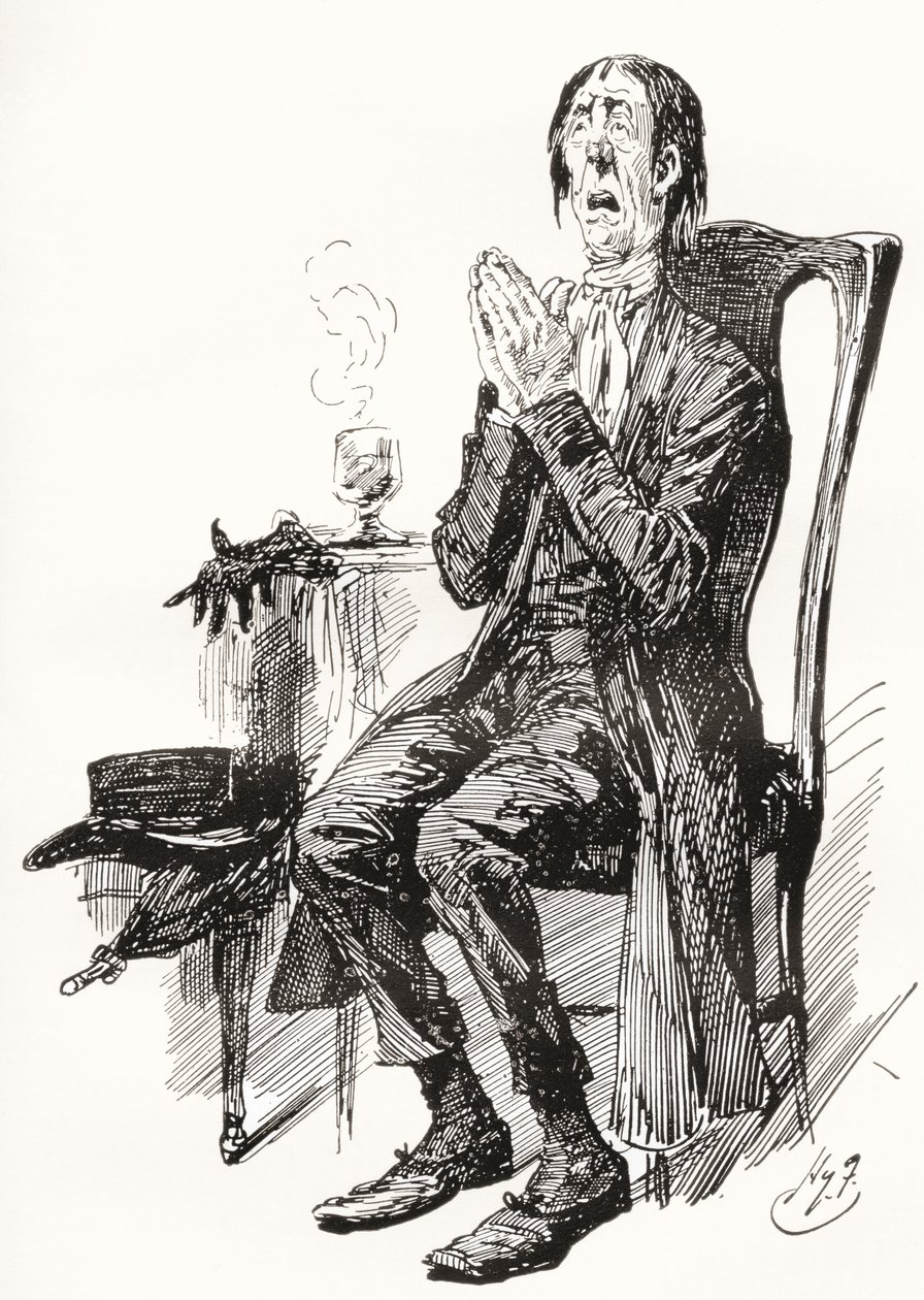 Stiggins. Illustration von Harry Furniss für den Charles Dickens Roman Die Pickwickier, aus der Testimonial Edition, veröffentlicht 1910 von Harry Furniss