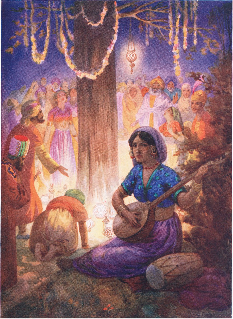 Sie kamen mit Girlanden, Lampen und Musik. Aus der Königssäule, Illustration aus 