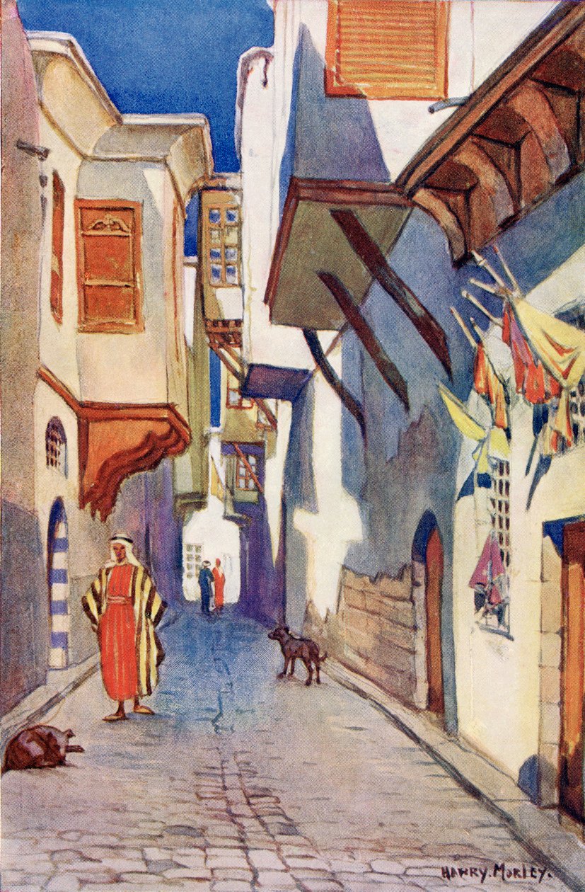 Eine Straße in Damaskus, Syrien, um 1910, aus Ein Buch des modernen Palästina von Richard Penlake, veröffentlicht um 1910 von Harry Morley