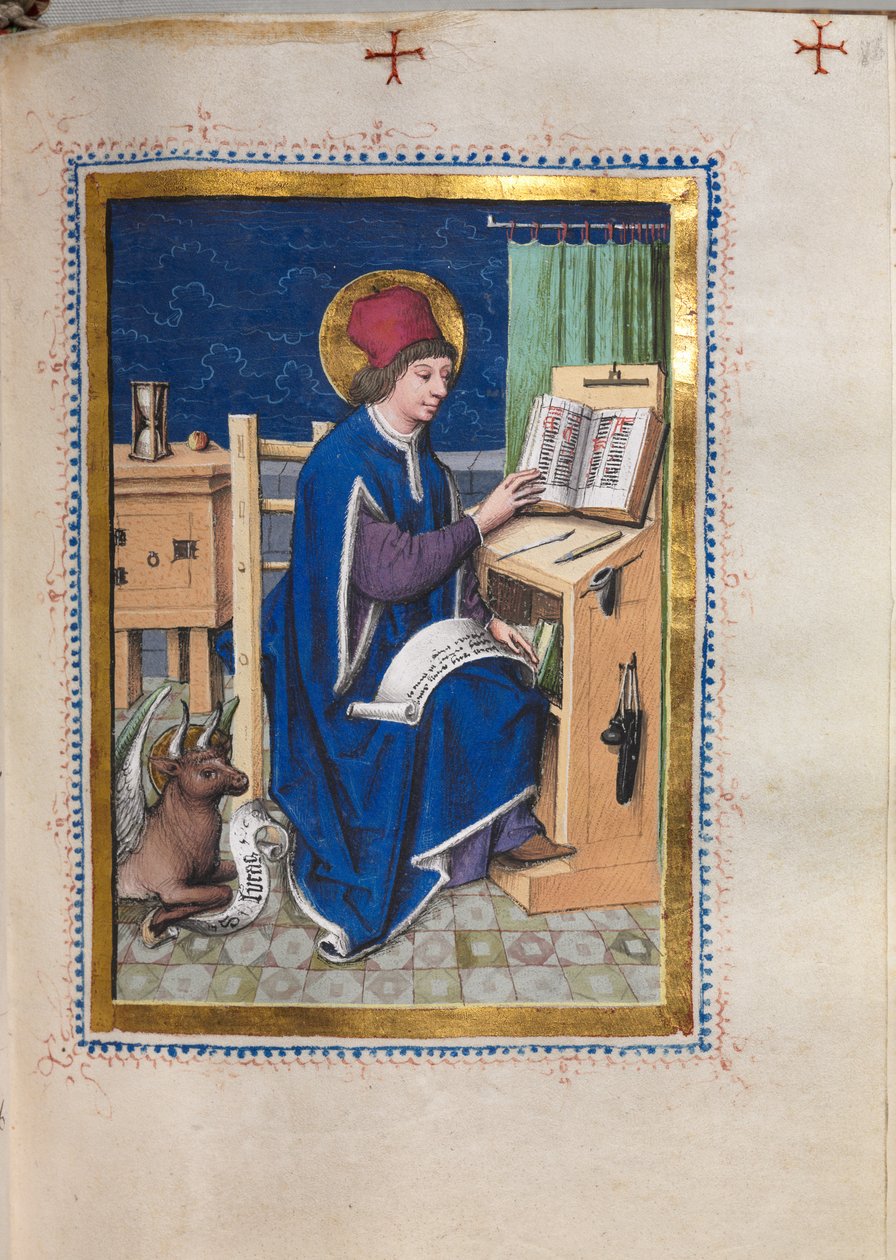 Evangelienbuch mit Evangelistenporträts: Heiliger Lukas, 1480-1500 von Hausbuch Master