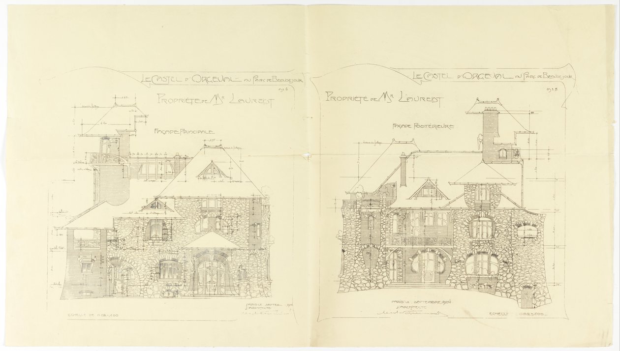 Ansichten, Haupt- und Rückfassaden, Castel d