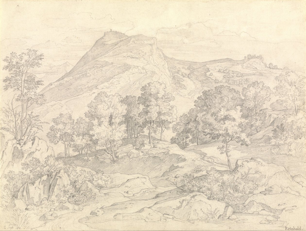 Ein Blick auf Civitella von der Serpentara neben Olevano von Heinrich Reinhold
