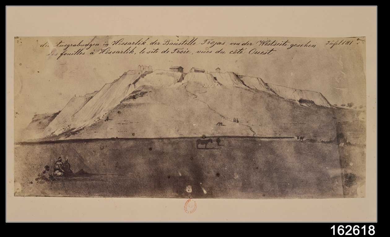 Ansicht der Ausgrabungen von Troja vom Westen aus gesehen von Heinrich Schliemann