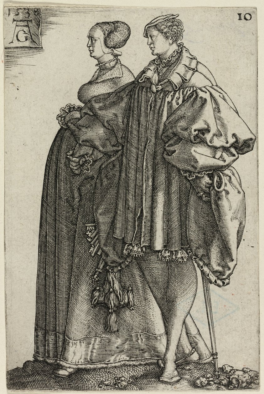 Tanzendes Paar, Platte zehn aus Die großen Hochzeits-Tänzer von Heinrich Aldegrever
