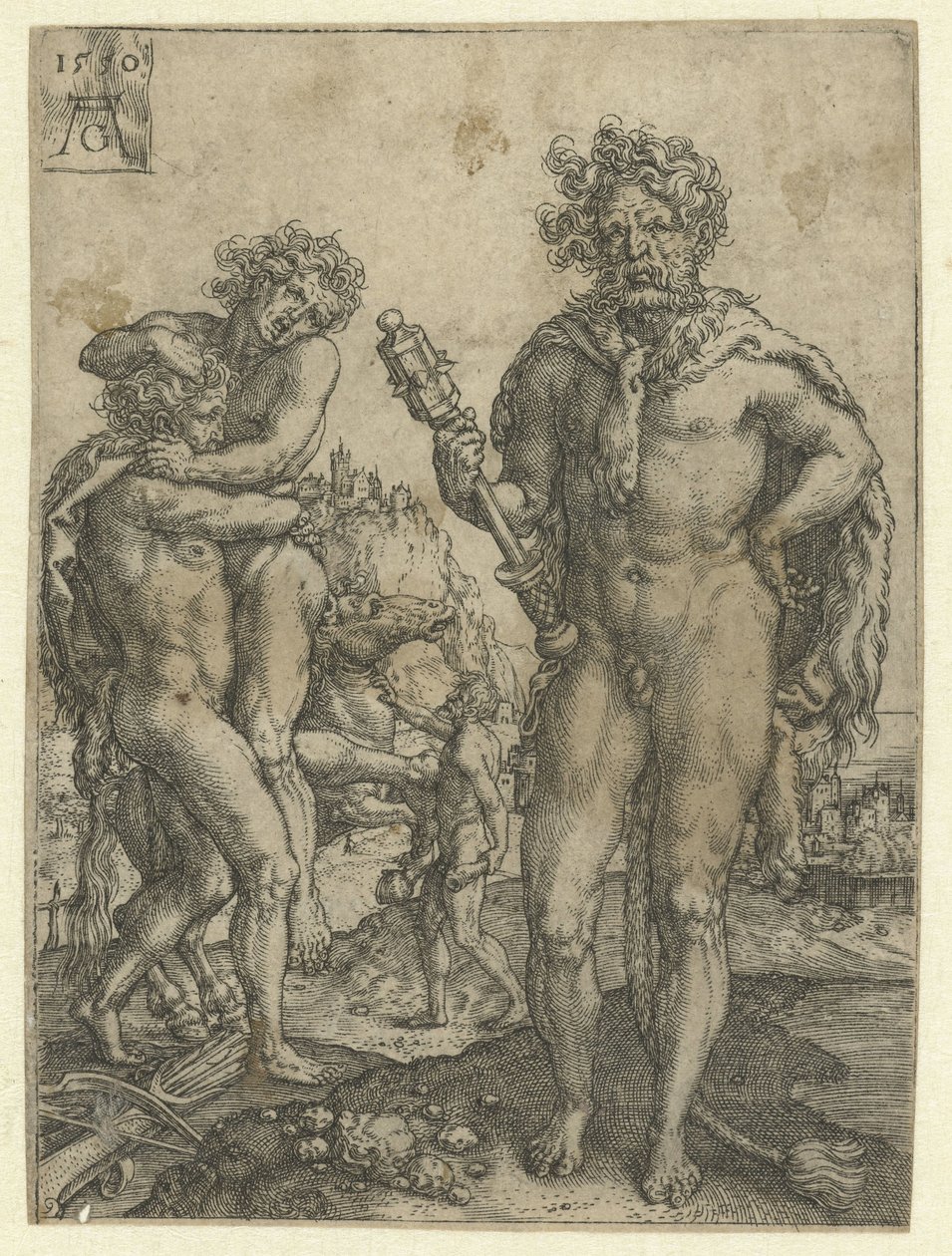 Herkules besiegt Antaeus von Heinrich Aldegrever