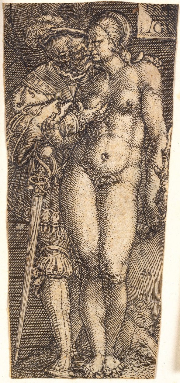Scheide-Design mit Soldat und nackter Frau von Heinrich Aldegrever