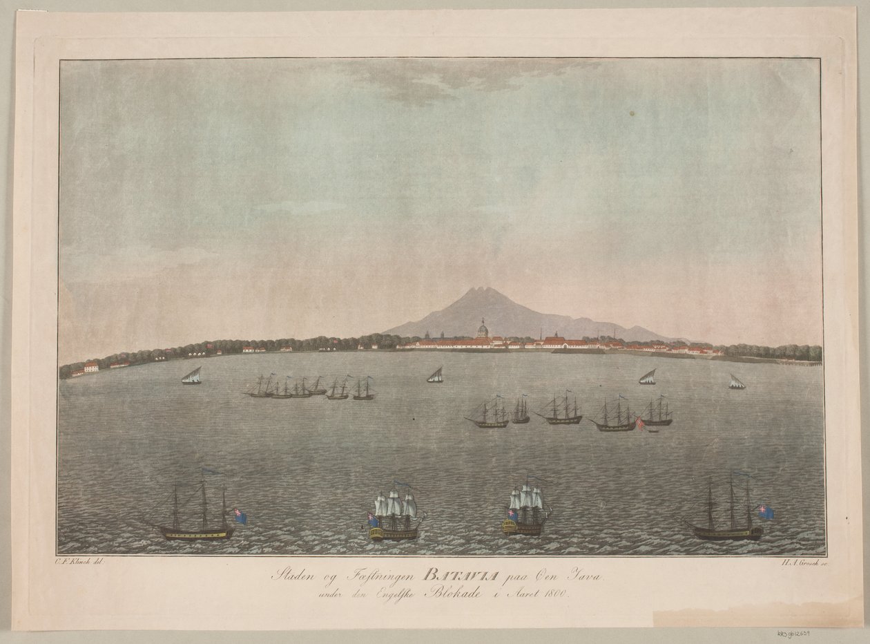Die Stadt und Festung Batavia auf der Insel Java während der englischen Blockade im Jahr 1800 von Heinrich Grosch