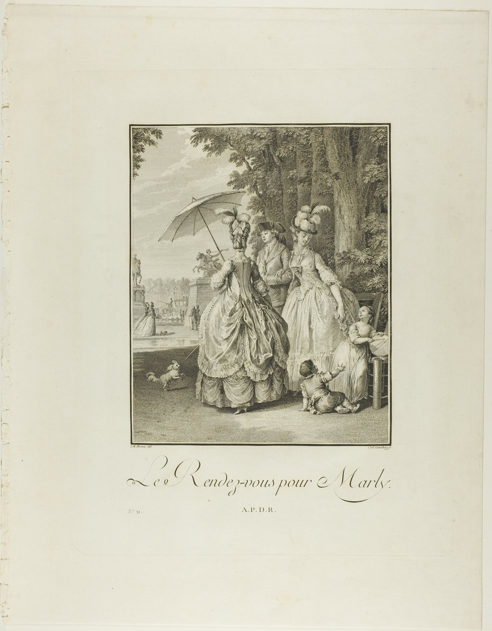 Rendezvous für Marly, aus Monument du Costume Physique et Moral de la fin du Dix-huitième siècle von Heinrich Guttenberg