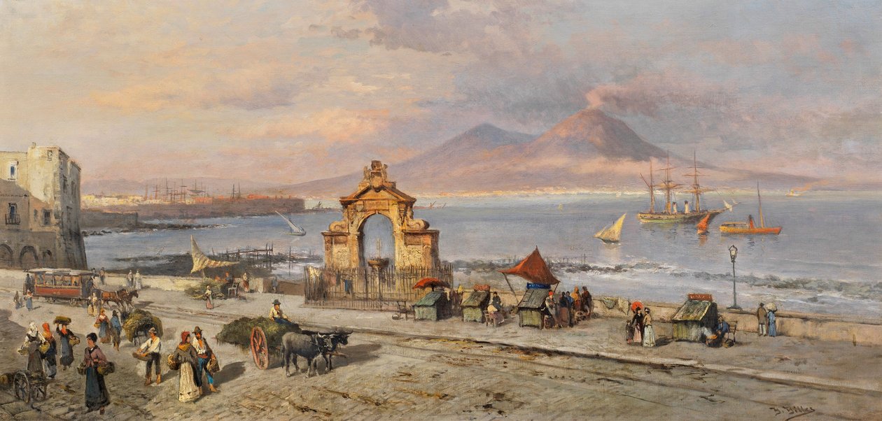 Blick auf die Bucht von Neapel mit dem Vesuv von Heinrich Hiller