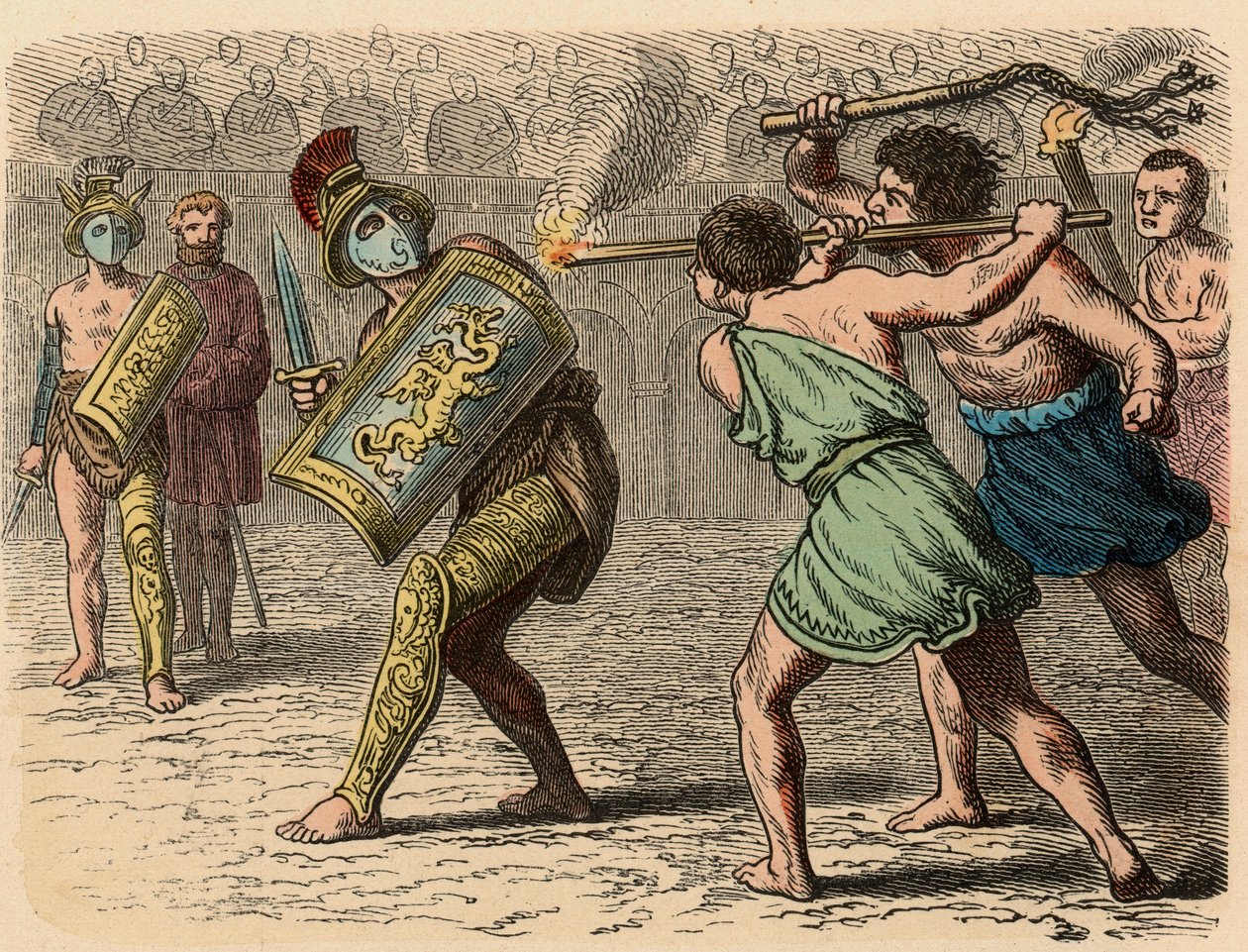 Antikes Rom: Ein feiger Gladiator im Kampf, 1866 von Heinrich Leutemann