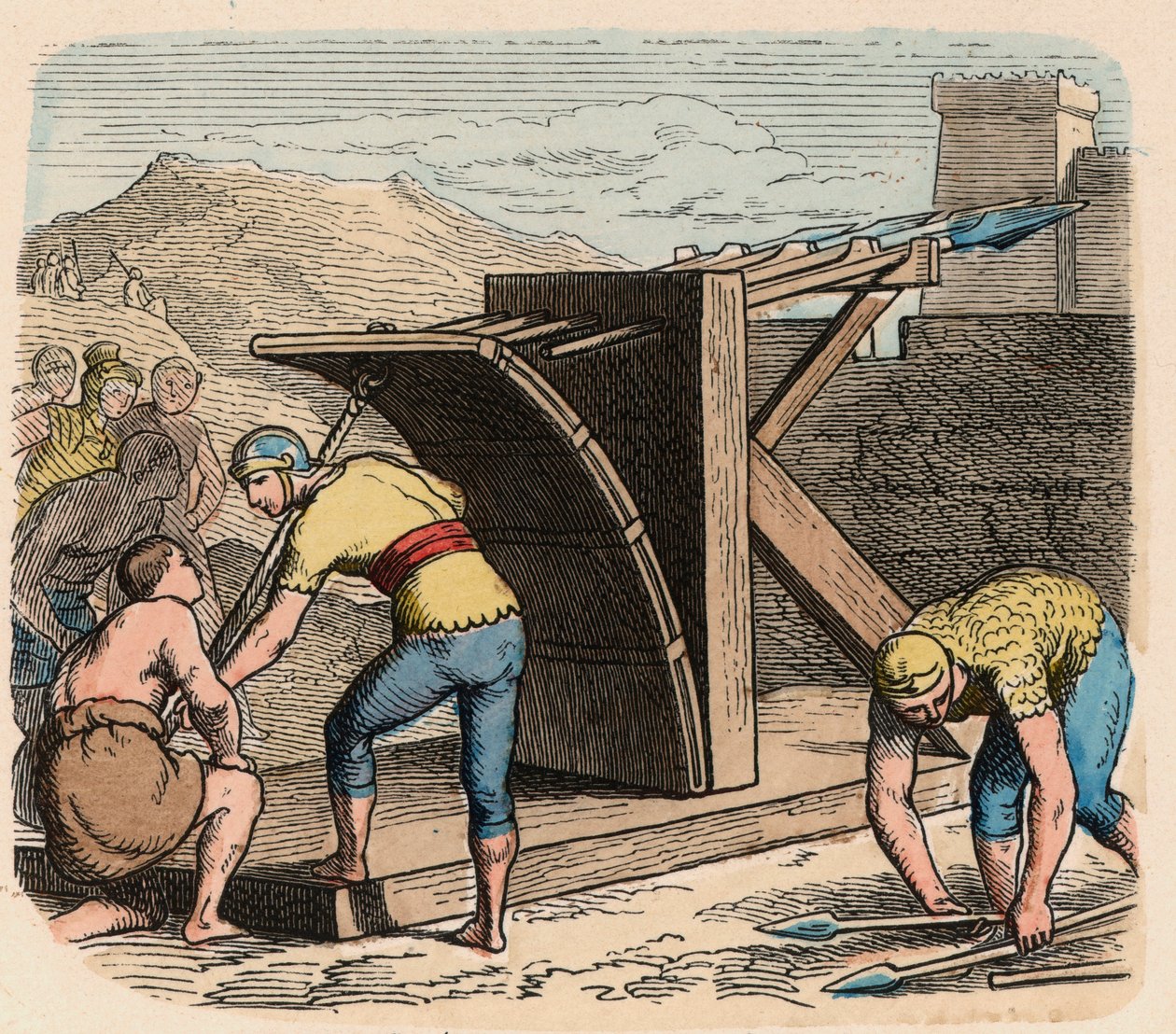 Antikes Rom: Waffen, Ballista, Maschine, die während einer Belagerung verwendet wurde von Heinrich Leutemann