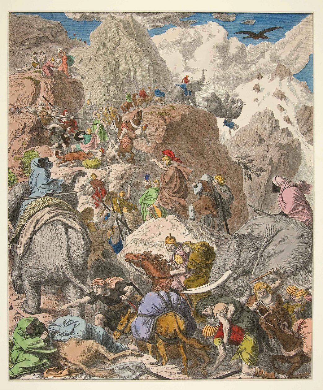 Hannibal überquert die Alpen, veröffentlicht 1866 von Heinrich Leutemann