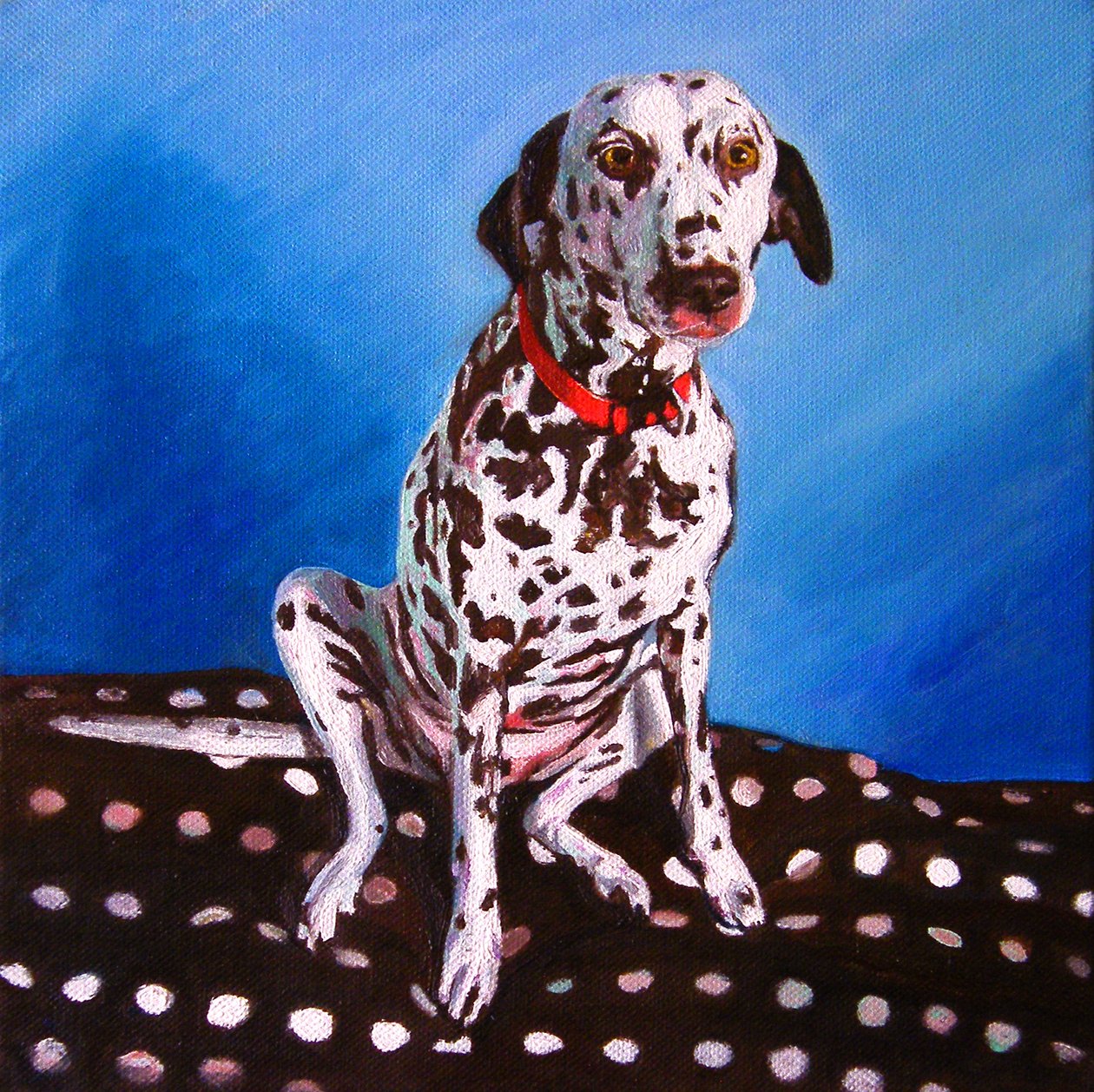 Dalmatiner auf gepunktetem Kissen, 2011 von Helen White