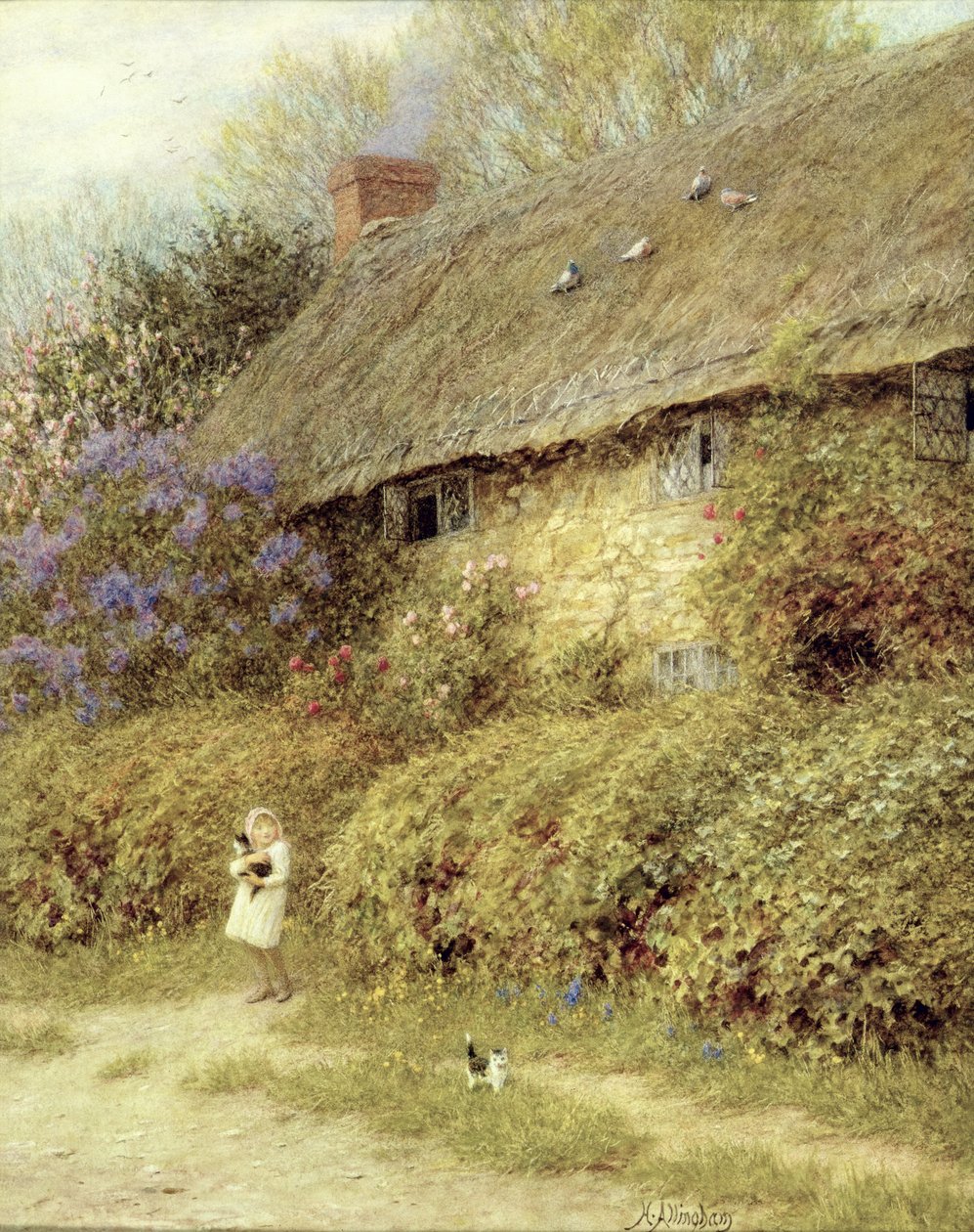 Altes Cottage in Freshwater, Isle of Wight von Helen Allingham