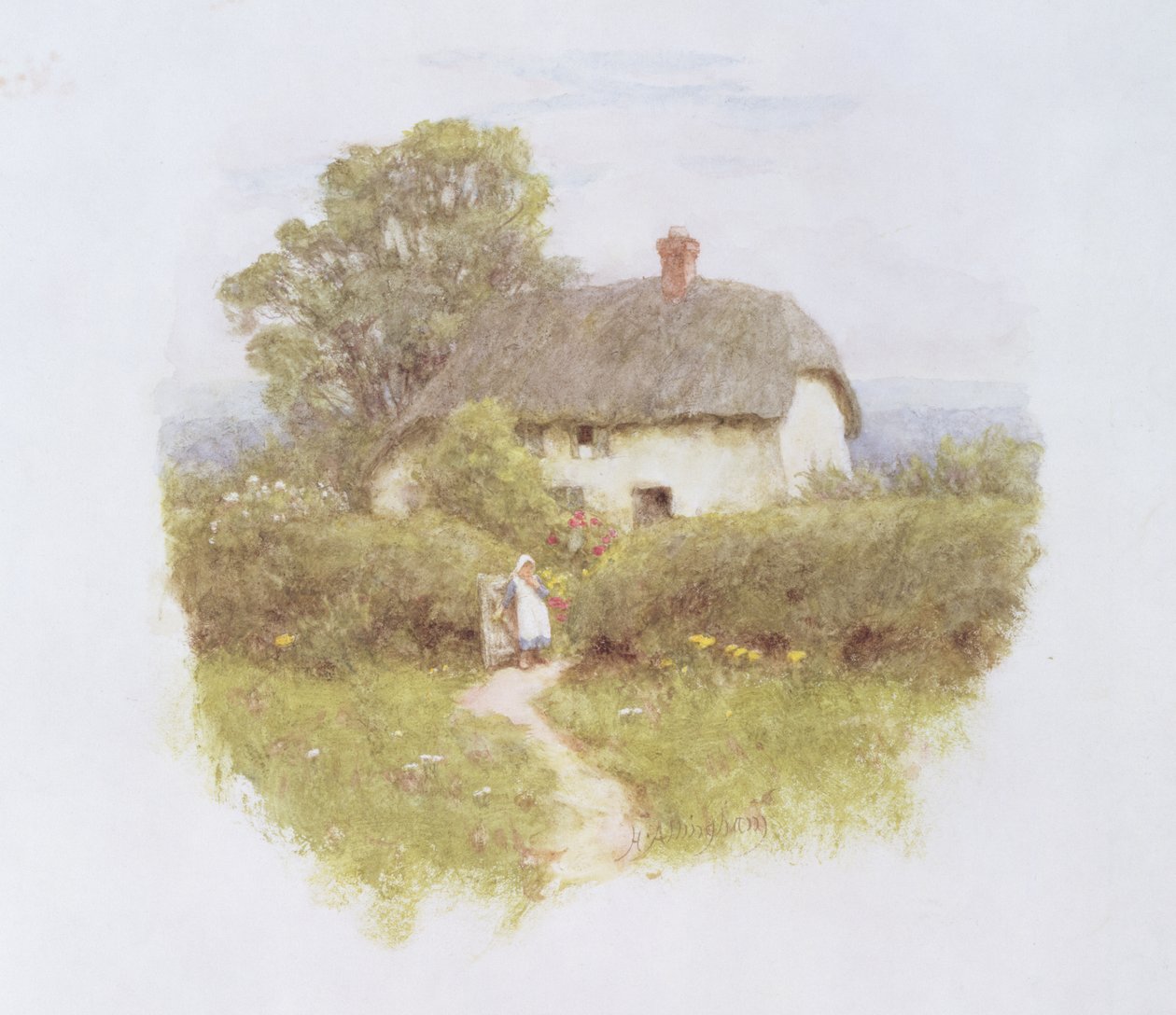 Junges Mädchen am Hüttentor von Helen Allingham