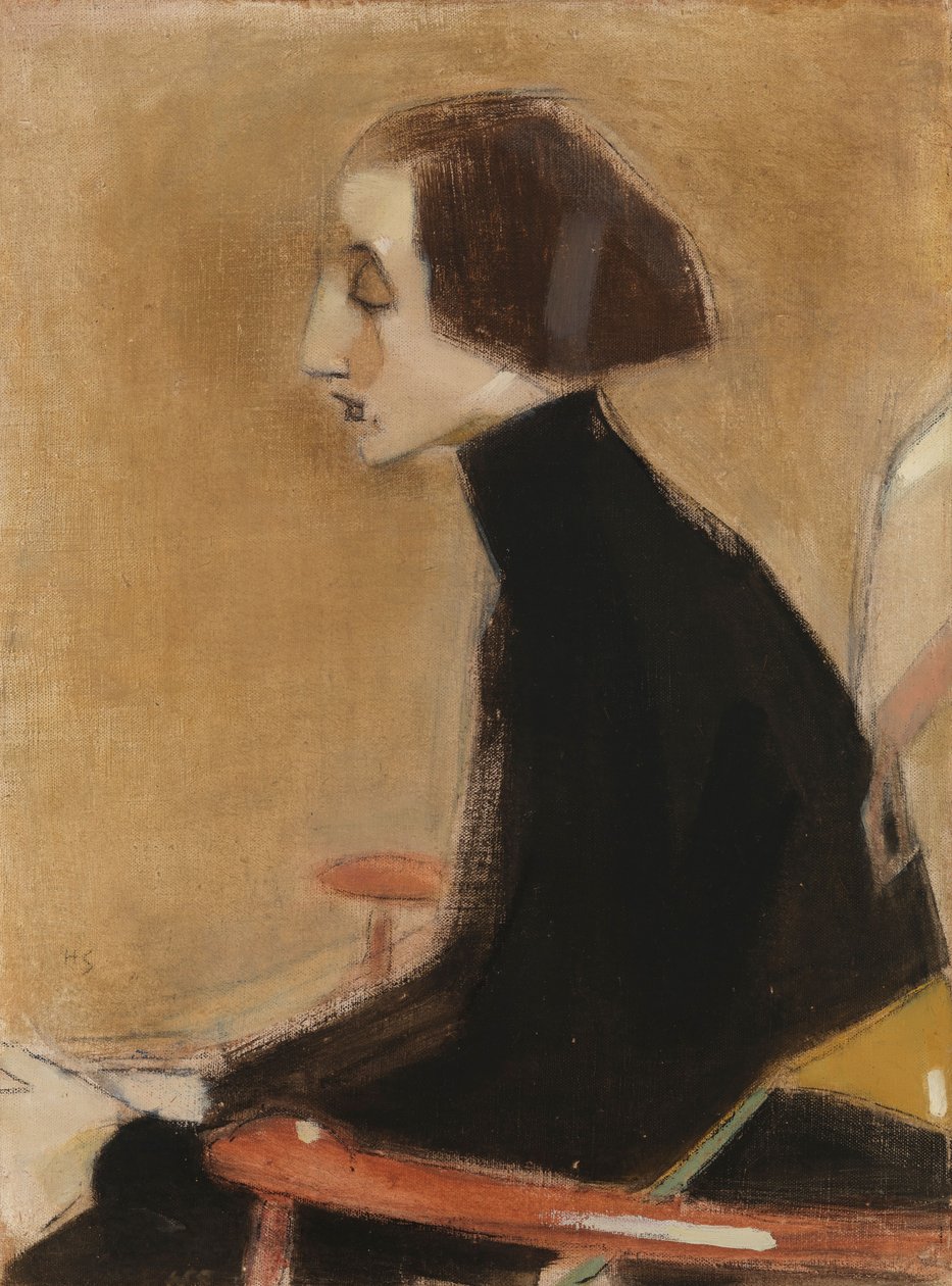 Die Näherin, Halbporträt (Die arbeitende Frau) von Helene Schjerfbeck