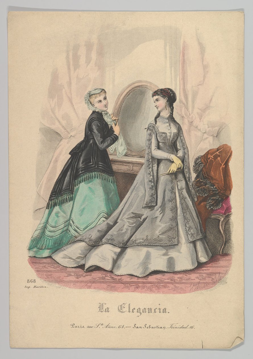 Zwei Frauen mit einem Spiegel, Nr. 868, aus La Elegancia San Sebastian von Heloise Leloir