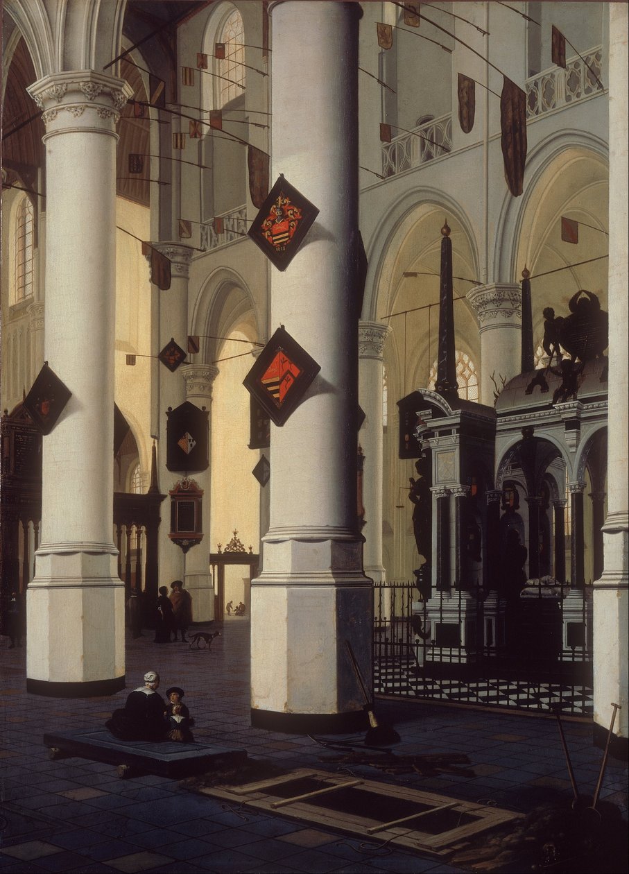 Innenraum der Neuen Kirche in Delft mit dem Grab von Wilhelm dem Schweiger von Hendrik Cornelisz. van Vliet