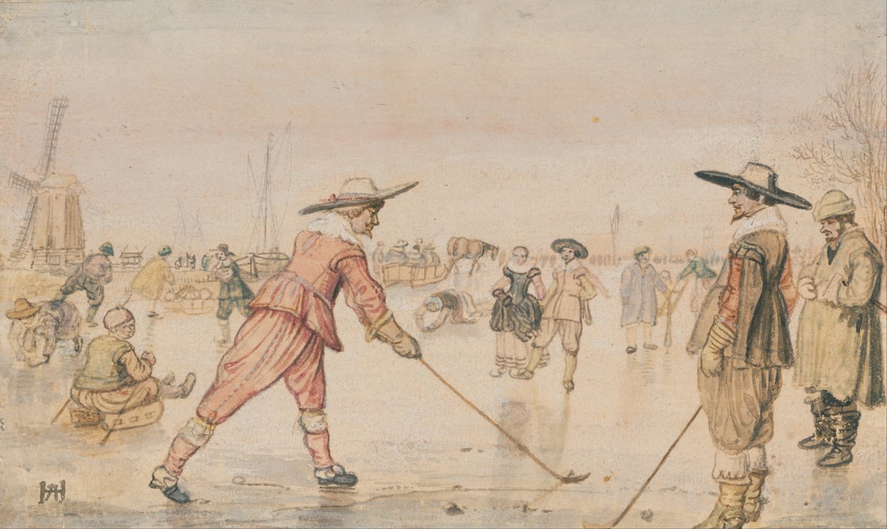 Winterszene mit zwei Herren, die Colf spielen von Hendrick Avercamp