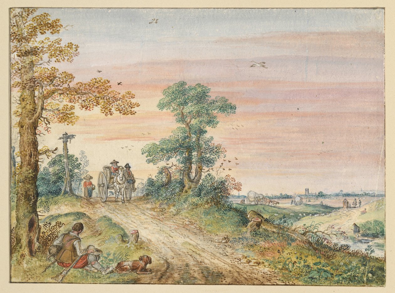 Landstraße mit einem Pferdewagen von Hendrick Avercamp