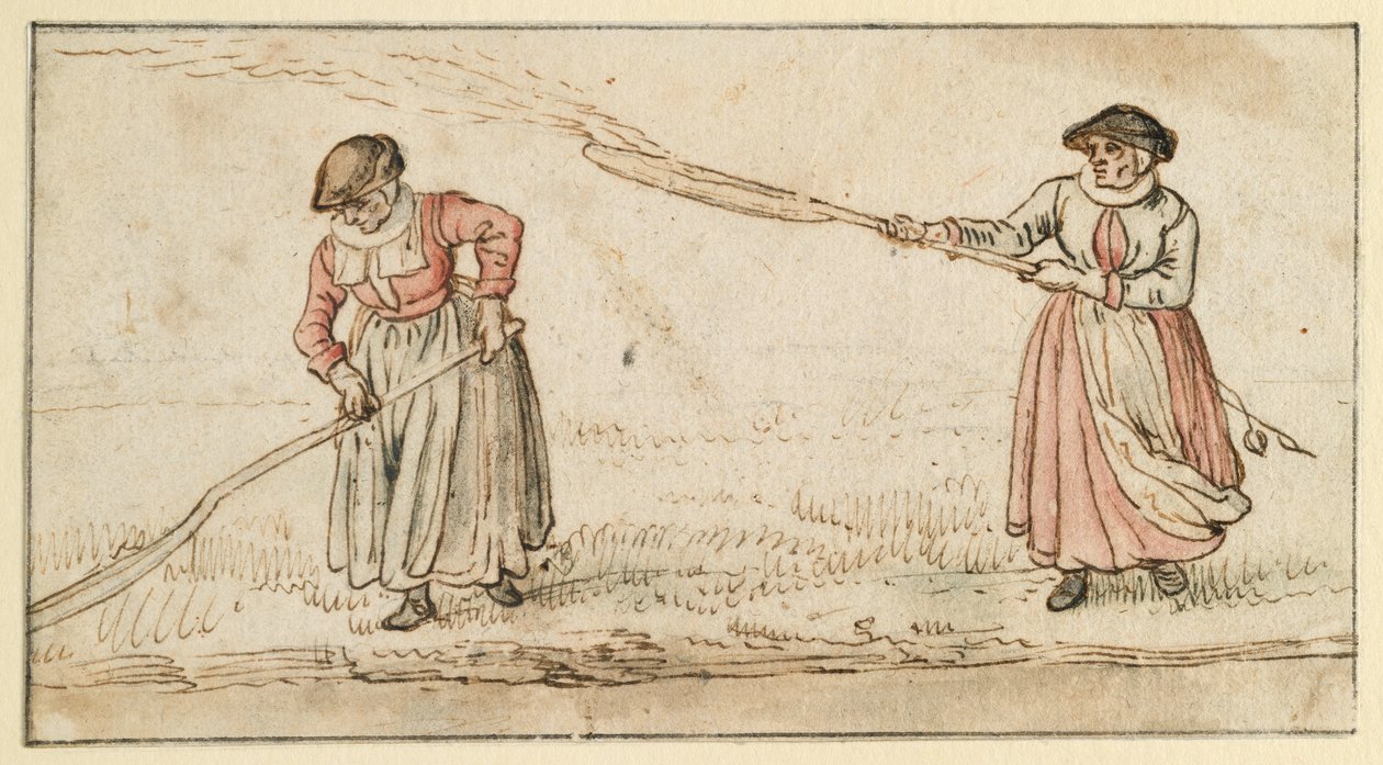 Zwei Frauen mit Schaufeln von Hendrick Avercamp
