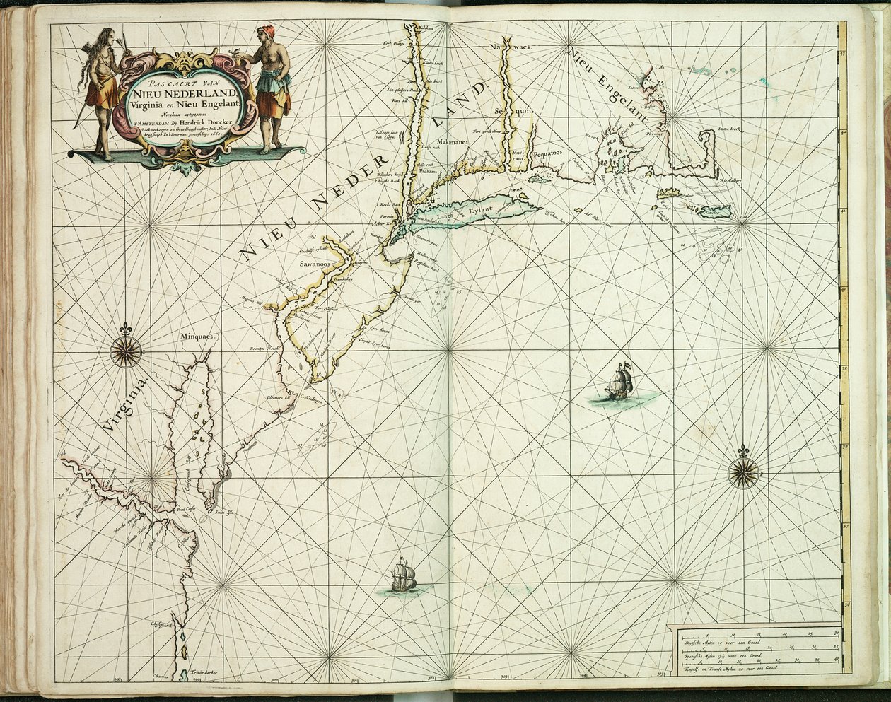 Karte von New Holland, Virginia und Neuengland von Hendrick Doncker