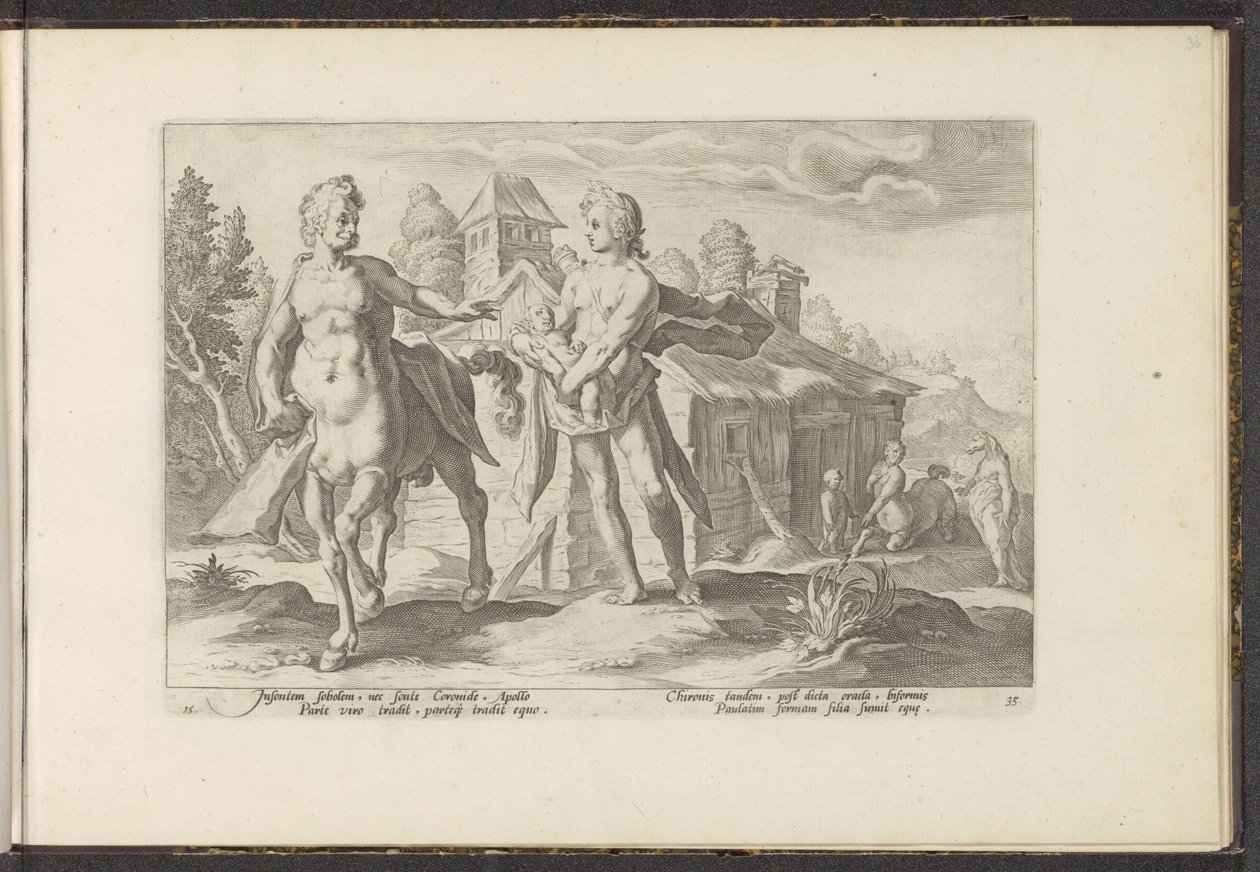 Apollo vertraut Asclepius Chiron an von Hendrick Goltzius (workshop of)