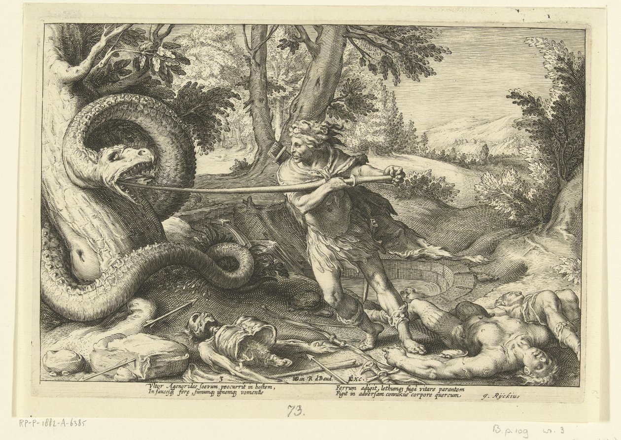 Kadmos tötet den Drachen von Hendrick Goltzius (workshop of)