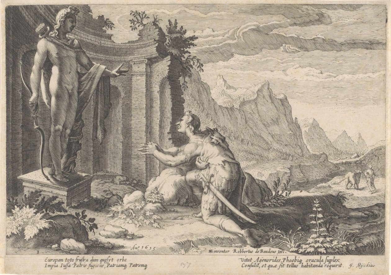Kadmos befragt das Orakel von Delphi von Hendrick Goltzius (workshop of)