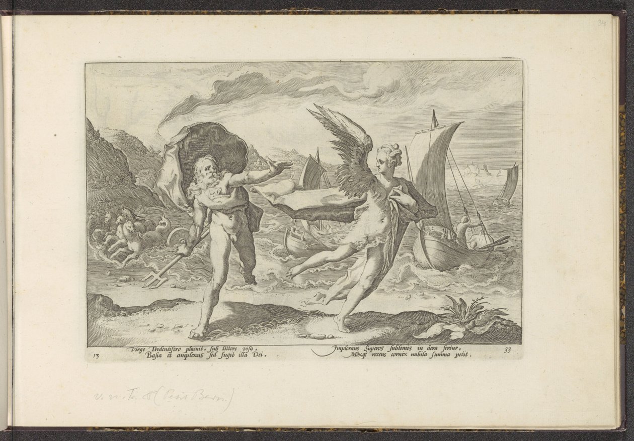 Cornix verwandelt sich in eine Krähe von Hendrick Goltzius (workshop of)