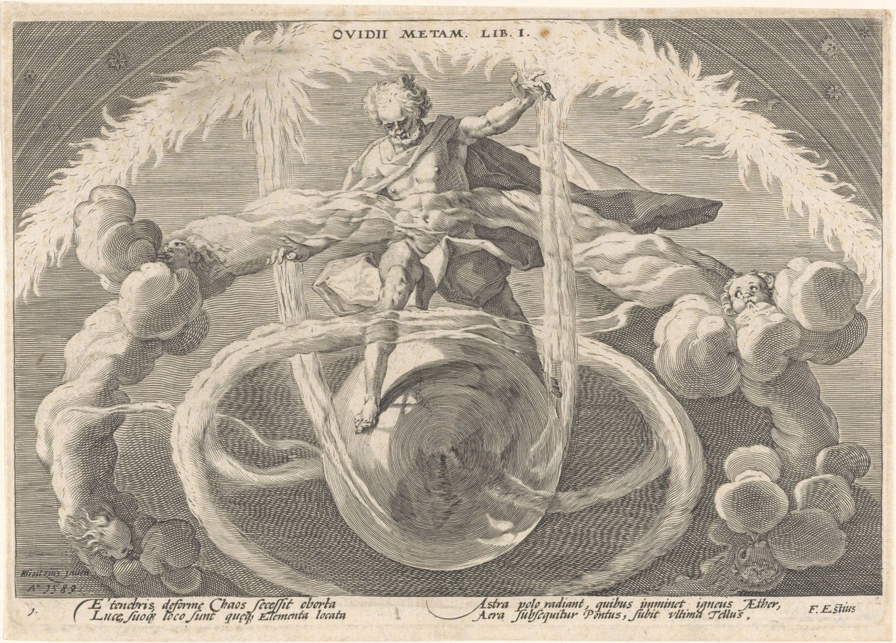 Die Schöpfung der vier Elemente von Hendrick Goltzius (workshop of)