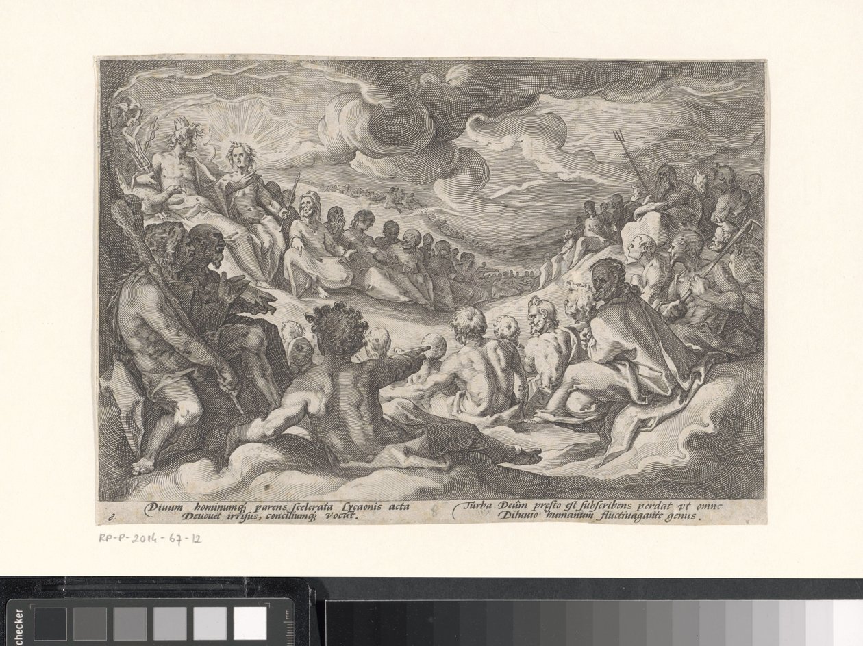 Jupiter fragt die olympischen Götter um Rat von Hendrick Goltzius (workshop of)