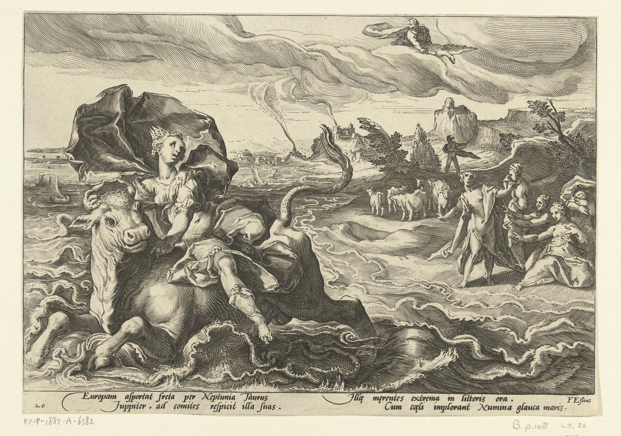 Raub der Europa (Ovids Metamorphosen) von Hendrick Goltzius (workshop of)