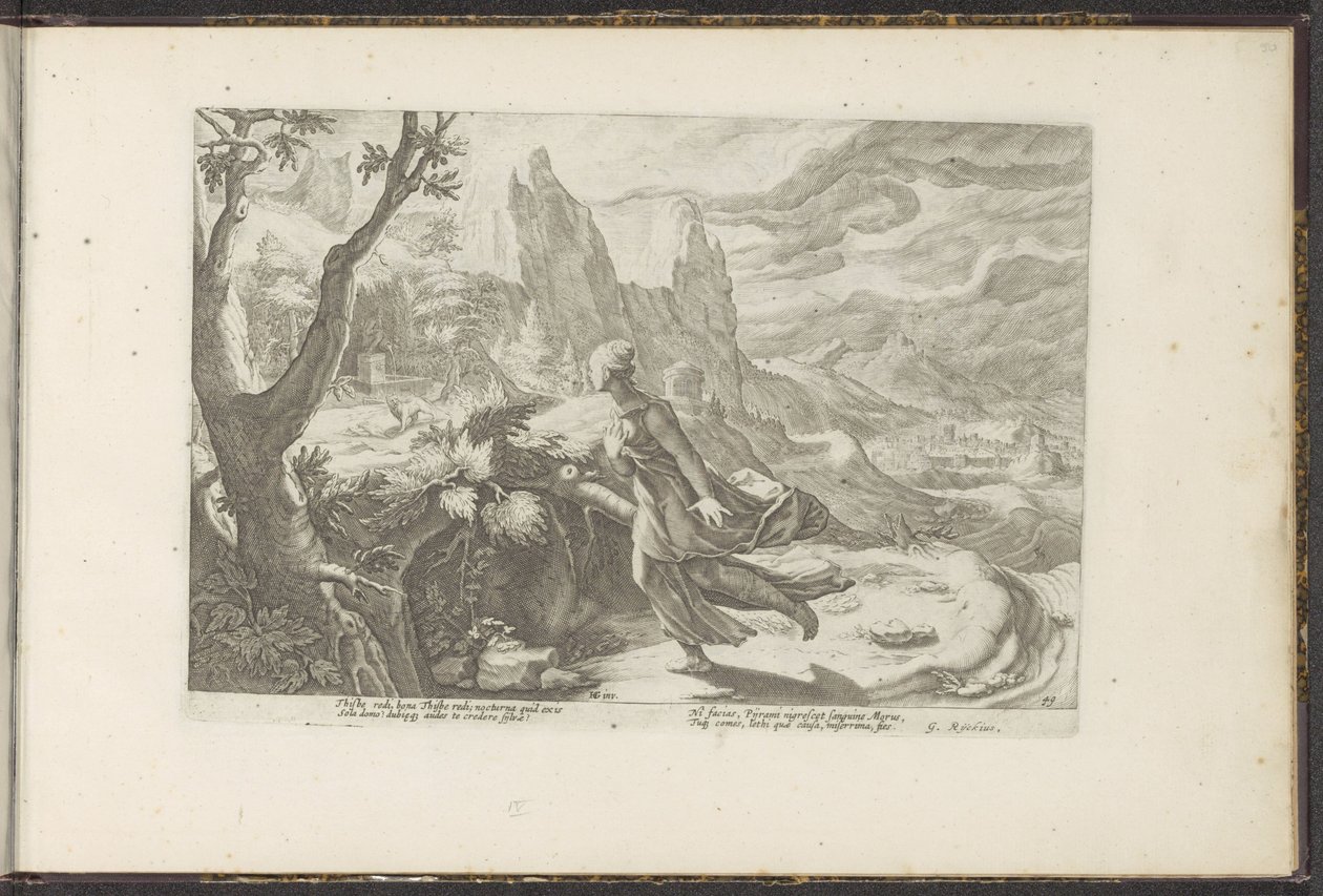 Thisbe flieht vor einem Löwen von Hendrick Goltzius (workshop of)