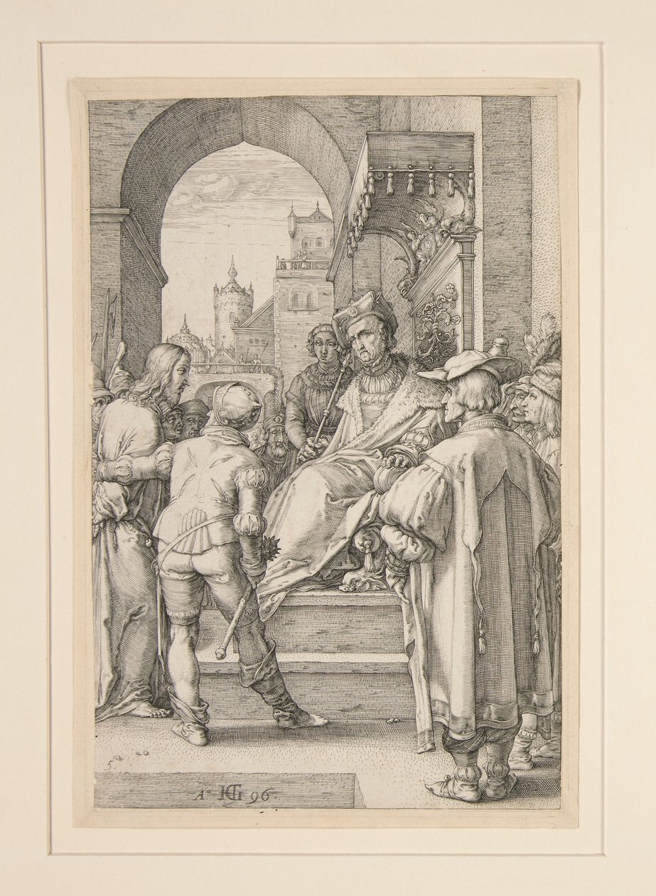 Christus vor Pilatus, Blatt 5 aus der Serie Die Passion Christi von Hendrick Goltzius