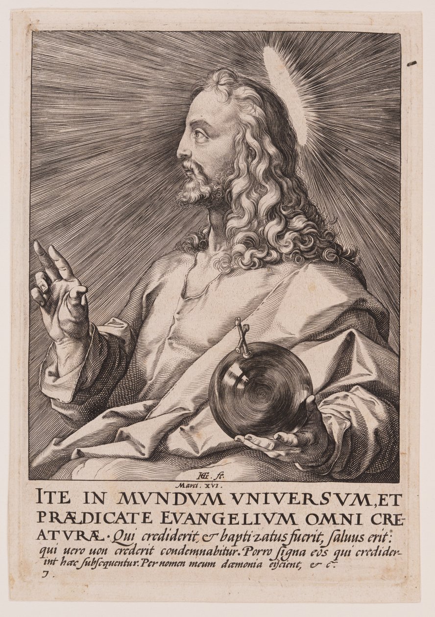 Christus, aus Christus, die Apostel und St. Paulus mit dem Glaubensbekenntnis von Hendrick Goltzius
