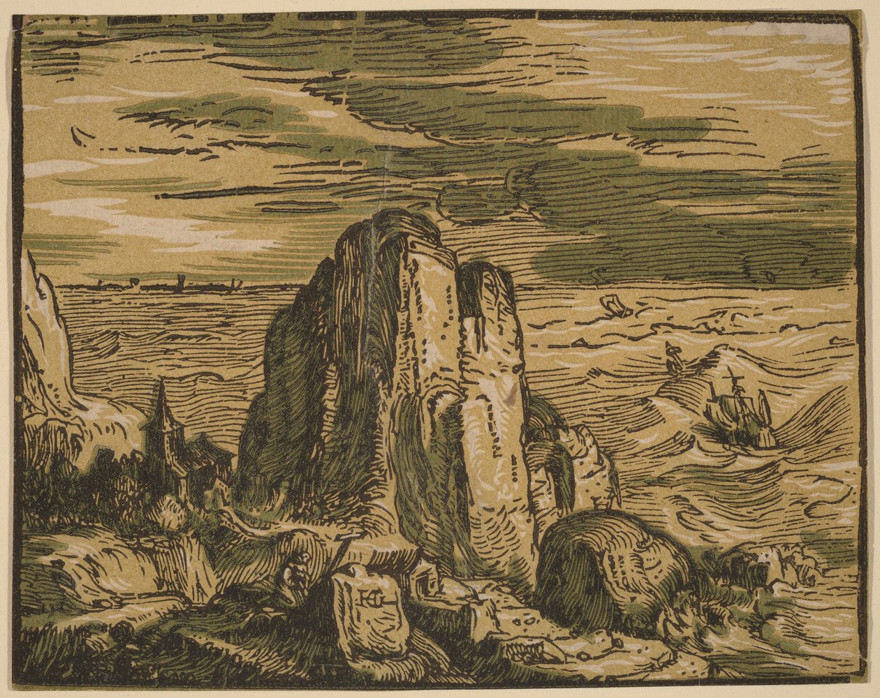 Klippe an einer Küste von Hendrick Goltzius