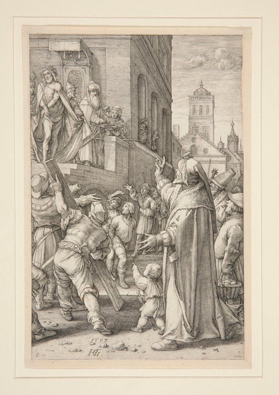 Ecce Homo, aus Die Passion, Nr. 8 in einer Serie von 12 Gravuren von Hendrick Goltzius