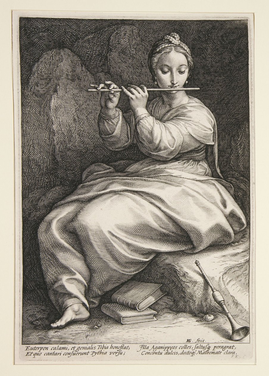 Euterpe, Tafel 6 aus der Serie Die neun Musen von Hendrick Goltzius