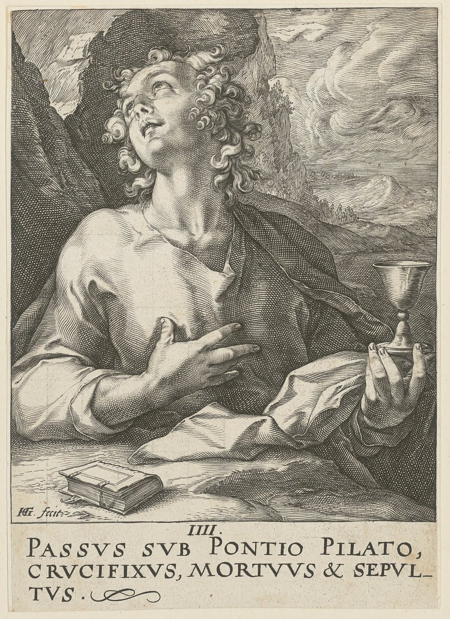Johannes, Blatt 4 der Folge "Christus, die zwölf Apostel und Paulus" von Hendrick Goltzius